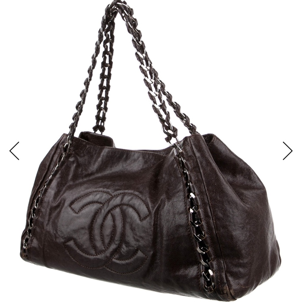 Chanel tote. Glazed Caviar East West Modern Chain Tote Brown - Picture 7 of 10